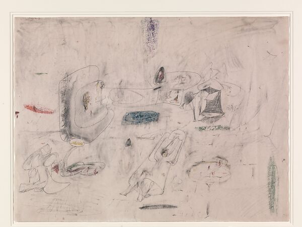 Study for "Year After Year", Arshile Gorky (American (born Armenia), Khorkom 1904–1948 Sherman, Connecticut), Graphite and colored crayons on paper 