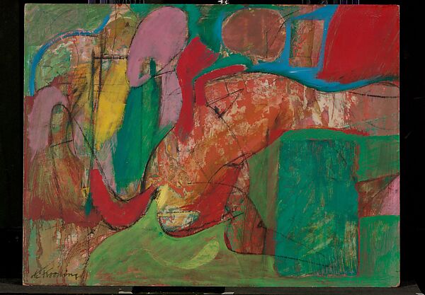 Untitled, Willem de Kooning (American (born The Netherlands), Rotterdam 1904–1997 East Hampton, New York), Oil and charcoal on Masonite 