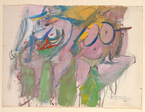 Two Women, Willem de Kooning (American (born The Netherlands), Rotterdam 1904–1997 East Hampton, New York), Oil, enamel and charcoal on paper 