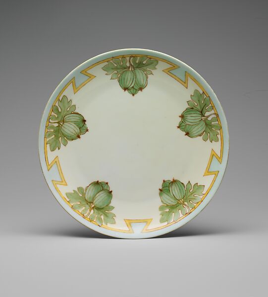 Plate, Olga St. John, Porcelain, overglaze enamel decoration, American or German 