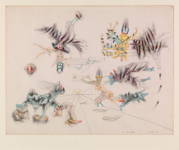 Untitled, Roberto Matta  Chilean, Graphite and colored crayons on paper