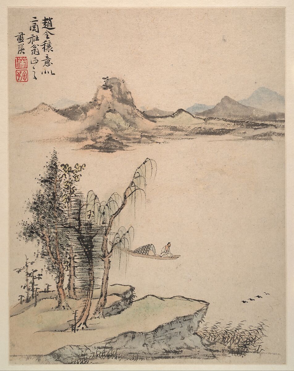 Landscapes after Song and Yuan masters, Lan Ying (Chinese, 1585–1664), Album of twelve leaves; ink and color on paper, China