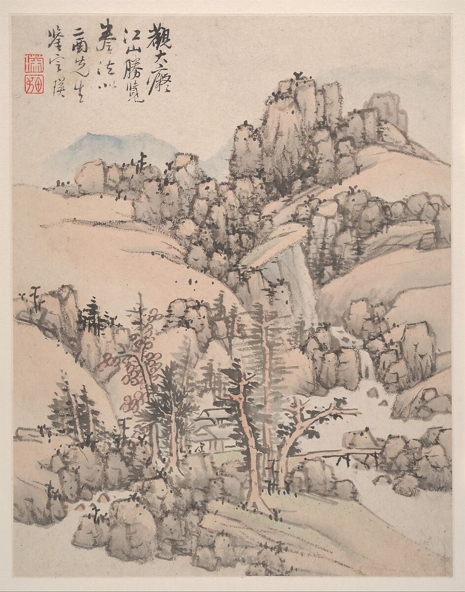 Landscapes after Song and Yuan masters, Lan Ying (Chinese, 1585–1664), Album of twelve leaves; ink and color on paper, China