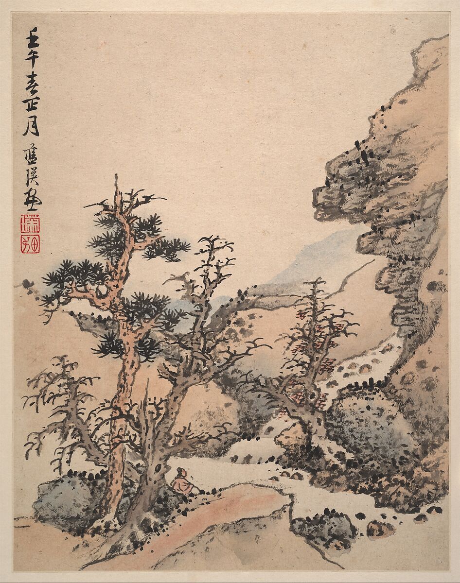 Landscapes after Song and Yuan masters, Lan Ying (Chinese, 1585–1664), Album of twelve leaves; ink and color on paper, China