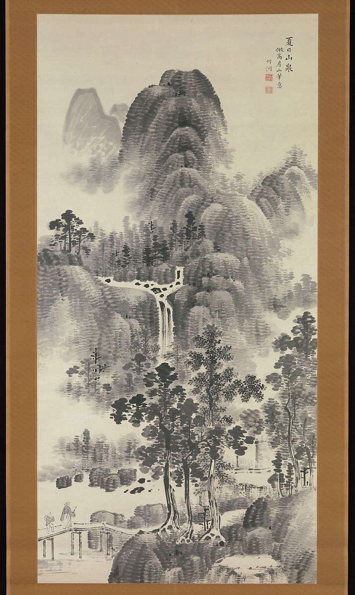 Mountain Stream on a Summer Day, Nakabayashi Chikutō (Japanese, 1776–1853), Hanging scroll; ink on paper, Japan 