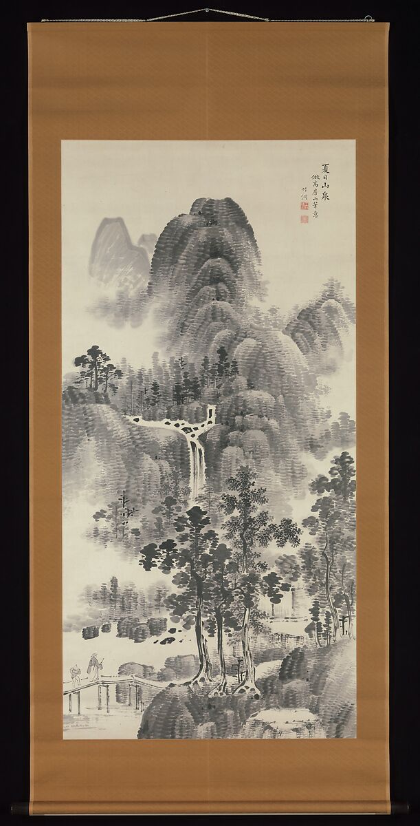 Mountain Stream on a Summer Day, Nakabayashi Chikutō (Japanese, 1776–1853), Hanging scroll; ink on paper, Japan