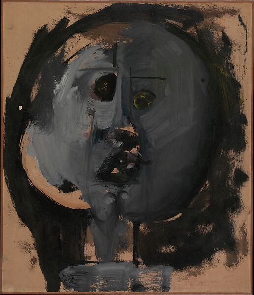 Untitled (Head), Nicolas Carone (American, New York, New York 1917–2010 Hudson, New York), Enamel on paper, mounted on linen 