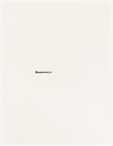 Runaways, Glenn Ligon (American, born New York, New York, 1960), Portfolio of ten lithographs