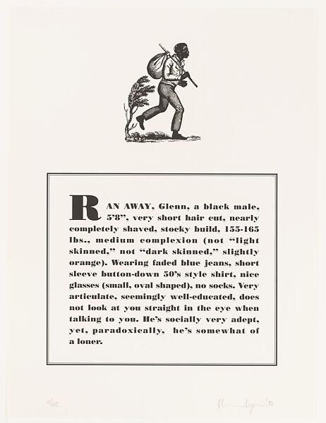 Runaways, Glenn Ligon (American, born New York, New York, 1960), Portfolio of ten lithographs