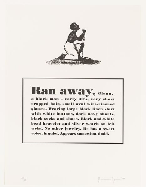 Runaways, Glenn Ligon (American, born New York, New York, 1960), Portfolio of ten lithographs