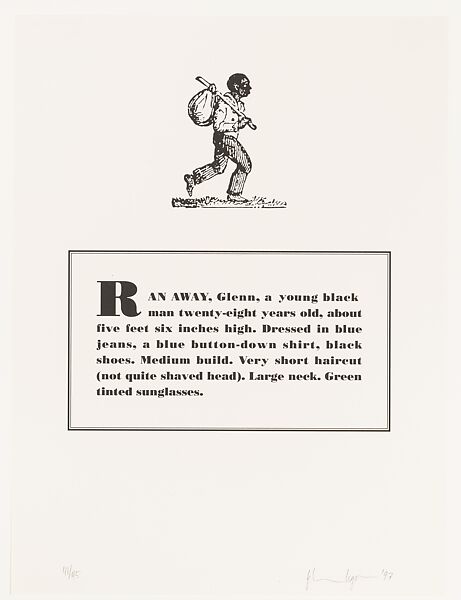 Runaways, Glenn Ligon (American, born New York, New York, 1960), Portfolio of ten lithographs