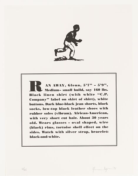 Runaways, Glenn Ligon (American, born New York, New York, 1960), Portfolio of ten lithographs