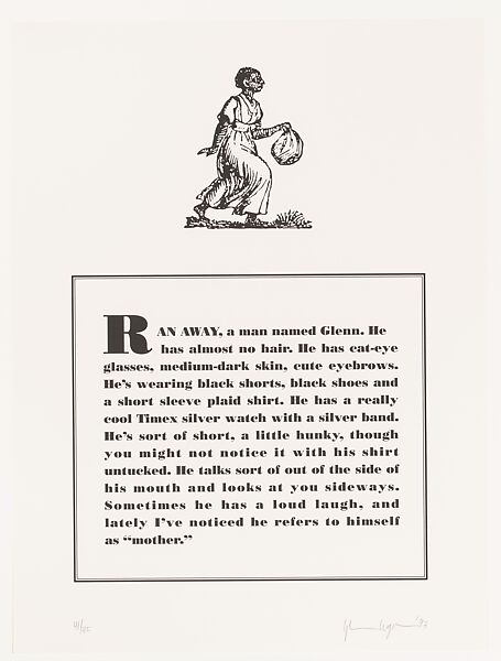 Runaways, Glenn Ligon (American, born New York, New York, 1960), Portfolio of ten lithographs