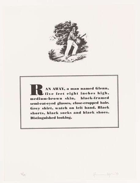 Runaways, Glenn Ligon (American, born New York, New York, 1960), Portfolio of ten lithographs