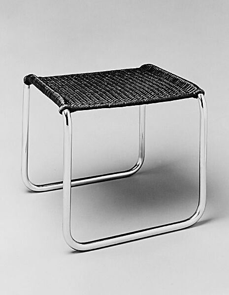 "MR" Stool, Ludwig Mies van der Rohe (American (born Germany), Aachen 1886–1969 Chicago, Illinois), Nickel-plated steel, lacquered cane 