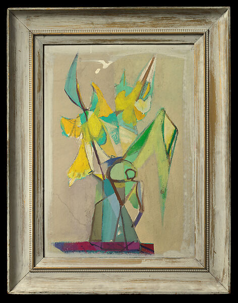 Vase of Flowers, Franz Kline (American, Wilkes-Barre, Pennsylvania 1910–1962 New York), Oil, whitewash and charcoal on cardboard 