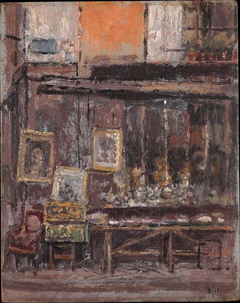 The Antique Shop, Walter Richard Sickert (British, Munich 1860–1942 Bathampton, Somerset), Oil on cardboard 