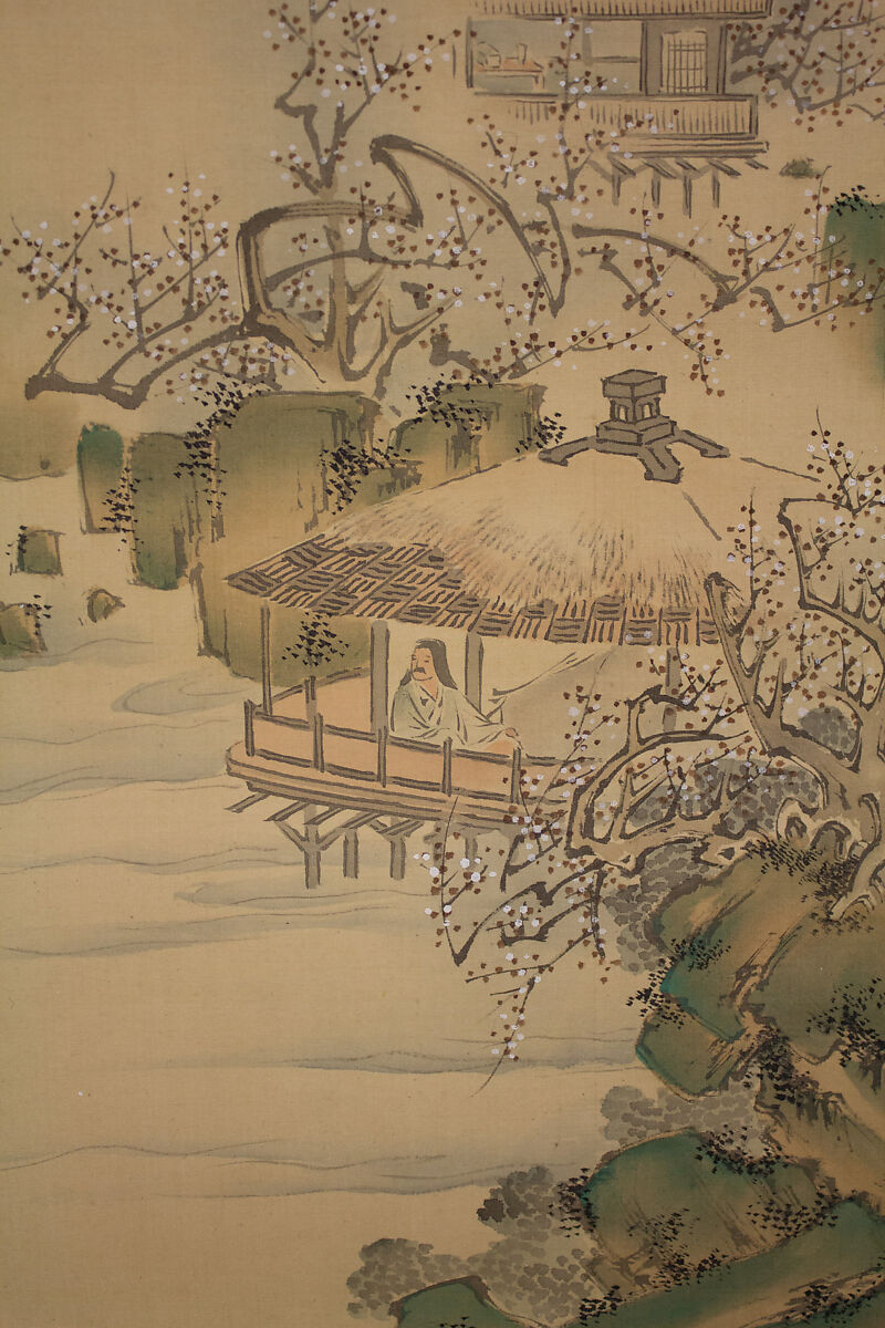 Landscape, Nakabayashi Chikkei (Japanese, 1816–1867), Hanging scroll; ink and color on silk, Japan
