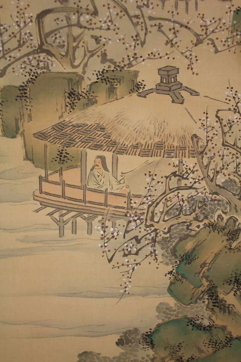 Landscape, Nakabayashi Chikkei (Japanese, 1816–1867), Hanging scroll; ink and color on silk, Japan