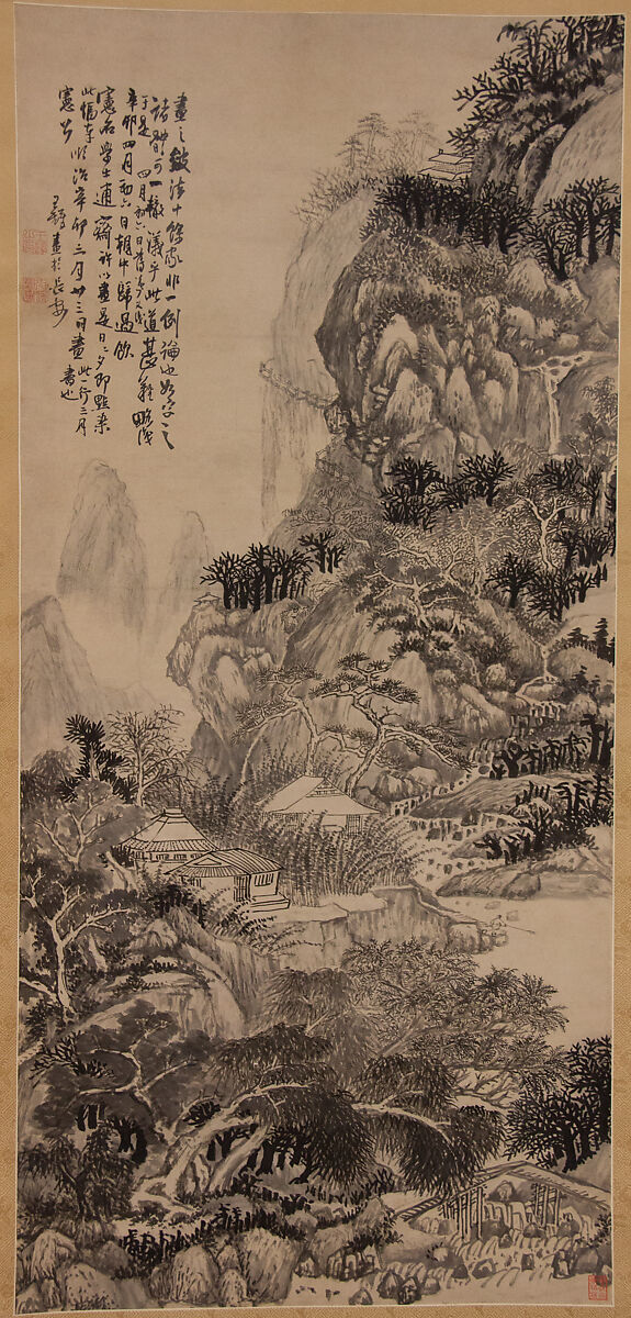 Mountain Landscape, Wang Duo (Chinese, 1592–1652), Hanging scroll; ink on paper, China 
