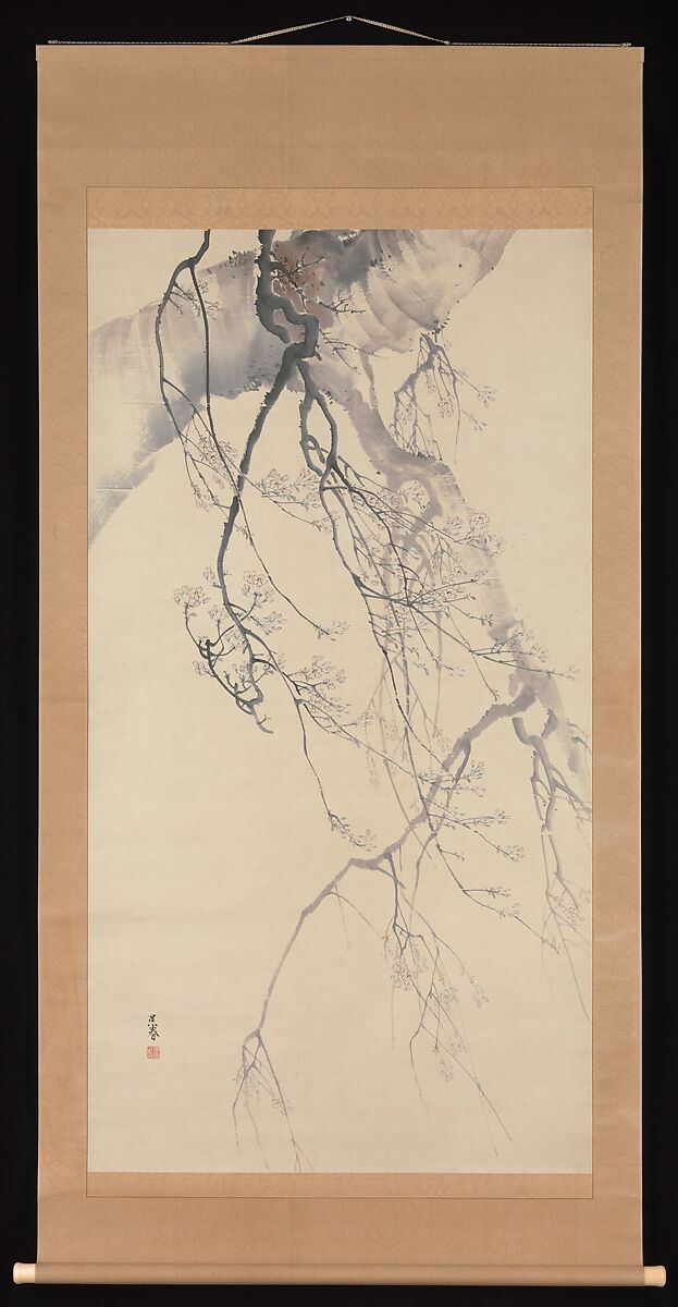 Cherry Blossoms, Matsumura Goshun (Japanese, 1752–1811), Hanging scroll; ink and color on paper, Japan