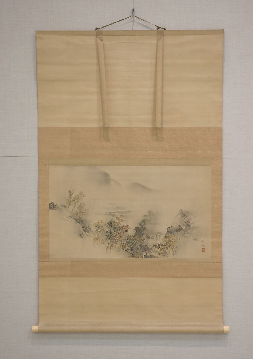 Autumn Landscape, Attributed to Okamoto Toyohiko (1773–1845), Hanging scroll; ink and color on silk, Japan