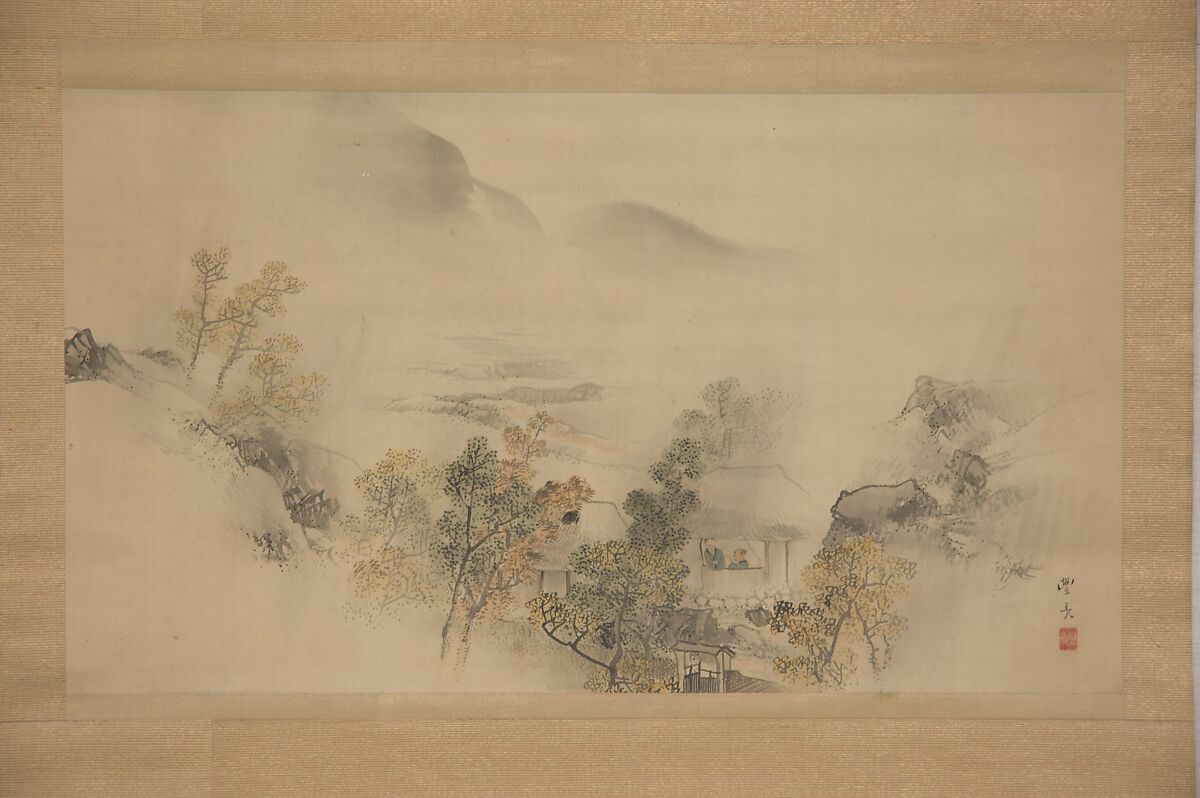 Autumn Landscape, Attributed to Okamoto Toyohiko (1773–1845), Hanging scroll; ink and color on silk, Japan 