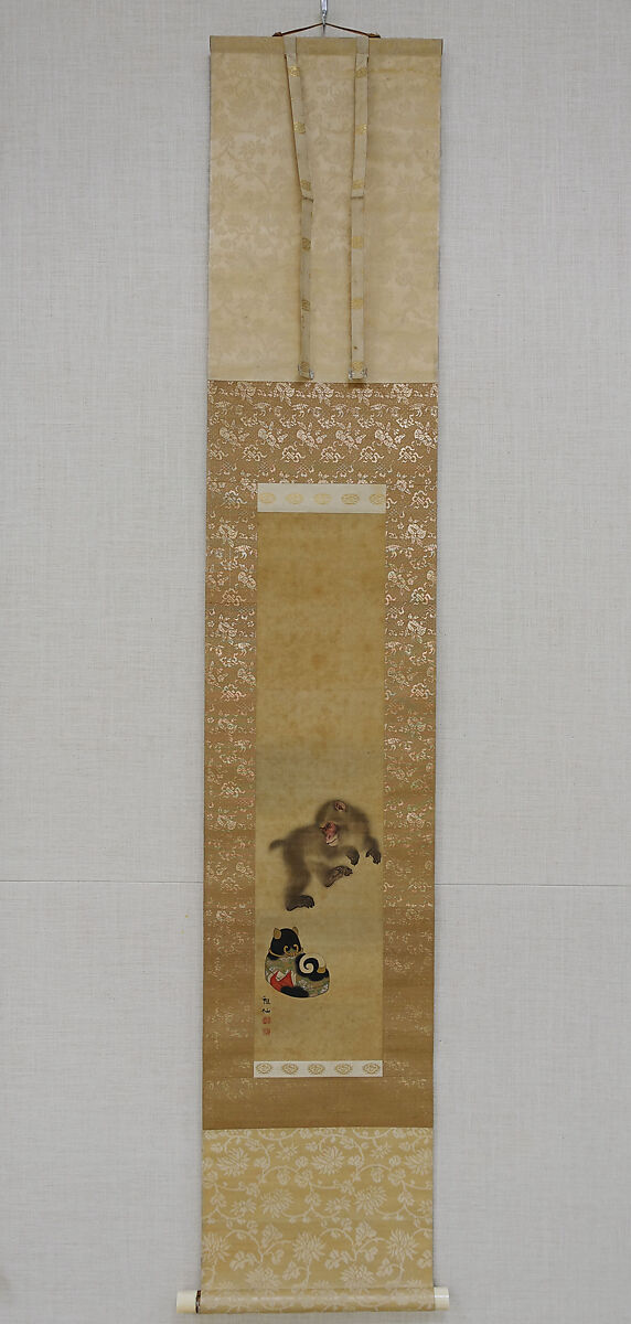 Monkeys at Play, Mori Sosen (Japanese, 1747–1821), Diptych of hanging scrolls; ink and color on silk, Japan