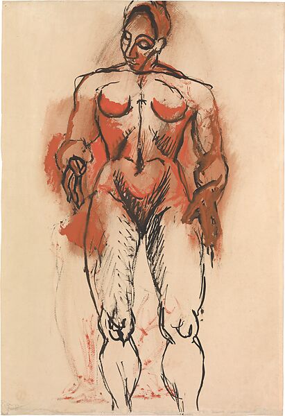 Standing Female Nude, Pablo Picasso  Spanish, Ink and gouache on white laid paper