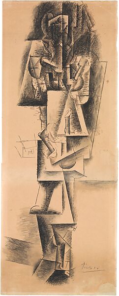 Standing Woman, Pablo Picasso (Spanish, Malaga 1881–1973 Mougins, France), Ink, charcoal dipped in oil, and gouache on two sheets of off-white wove paper 