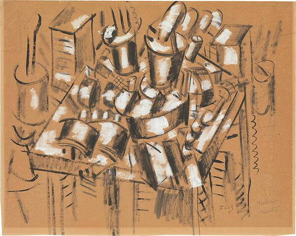 Still Life, Fernand Léger (French, Argentan 1881–1955 Gif-sur-Yvette), Gouache and oil on tan wove paper 