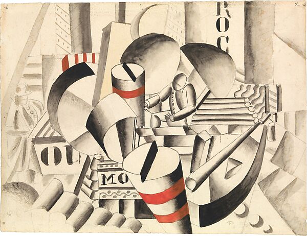 The Tugboat (recto); Related sketch (verso), Fernand Léger (French, Argentan 1881–1955 Gif-sur-Yvette), Ink, watercolor, gouache, and graphite on off-white wove paper (recto); graphite on off-white wove paper (verso) 