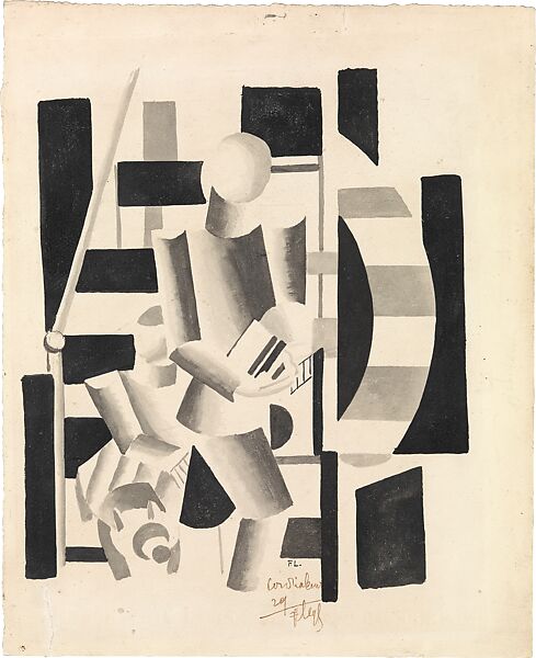 Two Figures with Dog, Fernand Léger (French, Argentan 1881–1955 Gif-sur-Yvette), Ink on white wove paper 