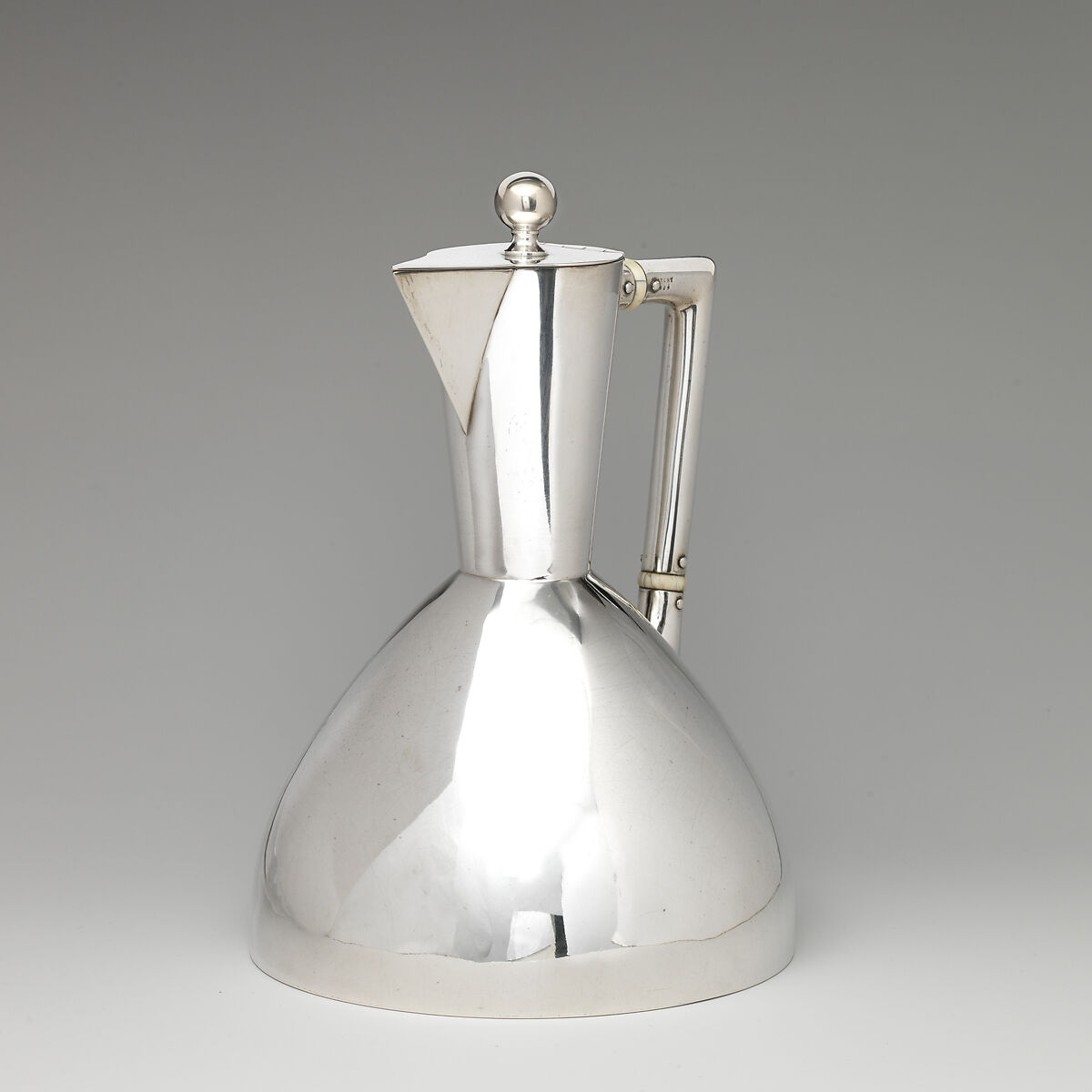 Pitcher, Christopher Dresser (British, Glasgow, Scotland 1834–1904 Mulhouse), Silver-plate, ivory 