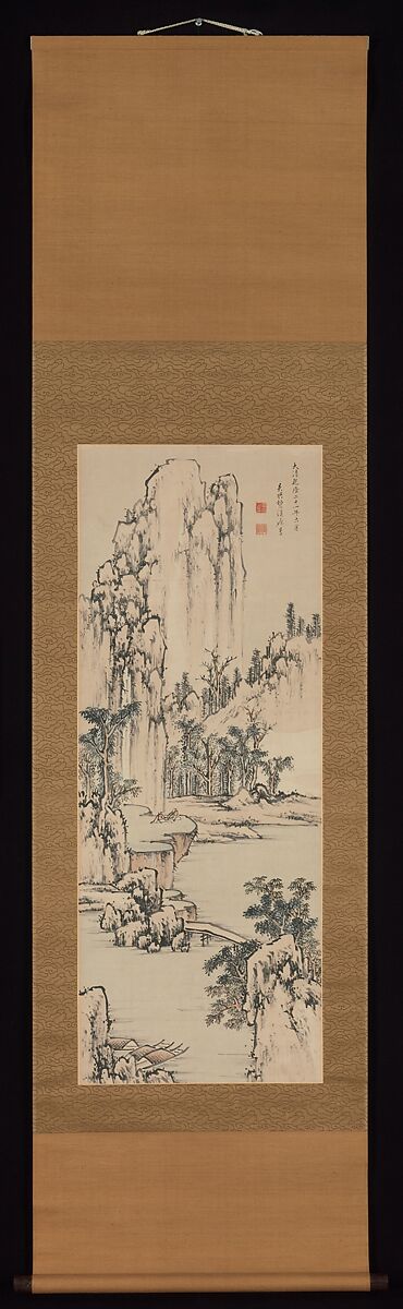 Landscape, Fei Hanyuan (Hi Kangen) (active 18th century), Hanging scroll; ink and color on paper, Japan
