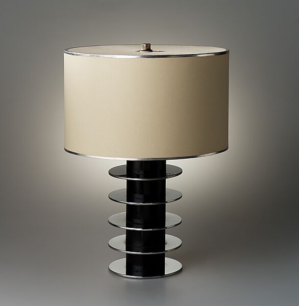 Table lamp, Donald Deskey (American, Blue Earth, Minnesota 1894–1989 Vero Beach, Florida), Wood, chrome-plated metal 
