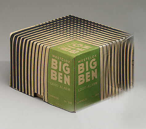 "Big Ben" Alarm Clock with Original Box, Henry Dreyfuss (American, New York 1904–1972 South Pasedena, California), Metal, chrome-plated metal, enamel, printed cardboard