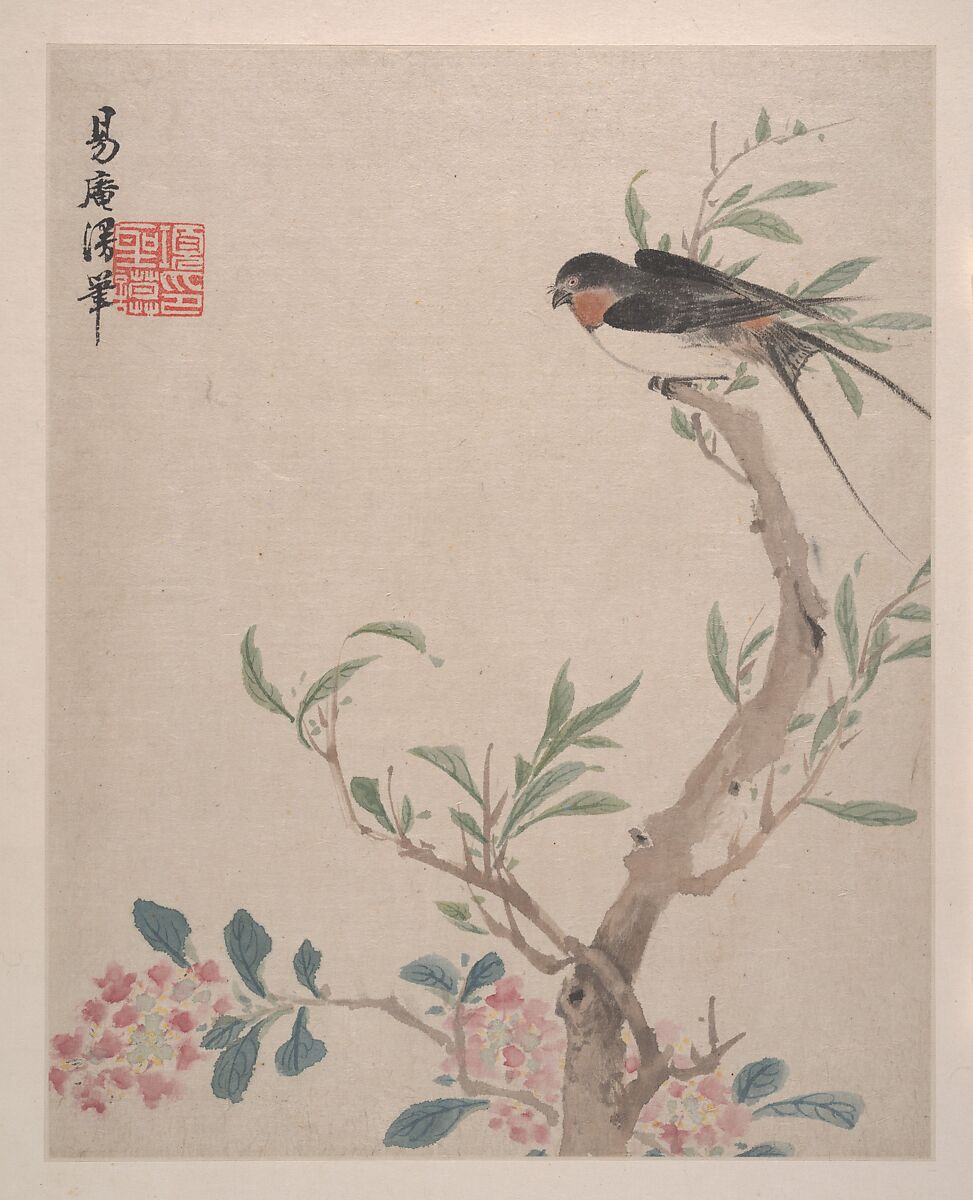 Landscapes, Flowers and Birds, Xiang Shengmo (Chinese, 1597–1658), Album of eight paintings; ink and color on paper, China