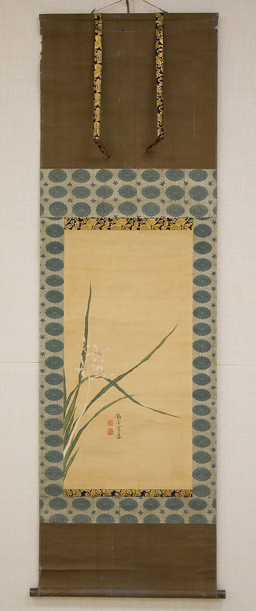Orchid, Kakutei  (Kaigan Jōkō) (Japanese, 1722–1785), Hanging scroll; ink and color on silk, Japan