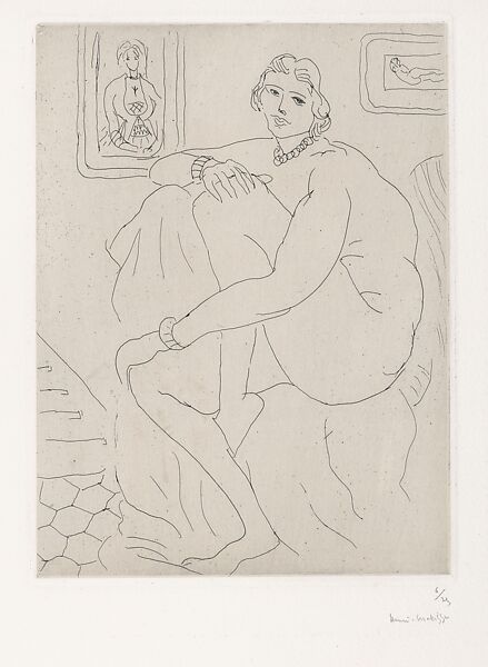 Nude Seated in the Studio, Henri Matisse (French, Le Cateau-Cambrésis 1869–1954 Nice), Chine collé etching 