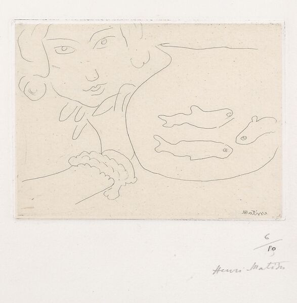 Woman with a Fishbowl, Henri Matisse (French, Le Cateau-Cambrésis 1869–1954 Nice), Chine collé etching