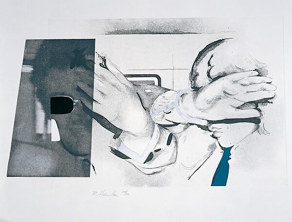 Swingeing London 67, Richard Hamilton (British, London 1922–2011 Oxfordshire), Etching, aquatint, photoetching, and collage, embossed and die stamped with metallic foil 