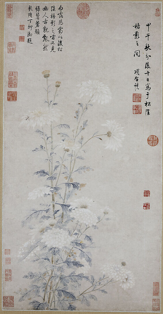 White Chrysanthemums, Xiang Shengmo  Chinese, Hanging scroll; color on paper, China