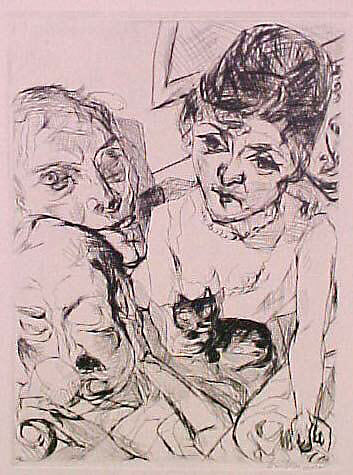 Evening (Self-Portrait with the Battenbergs), from the portfolio ¦Faces¦, Max Beckmann (German, Leipzig 1884–1950 New York), Drypoint 
