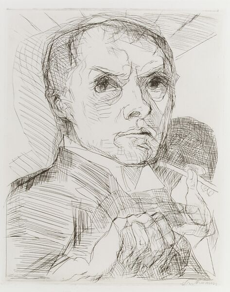Self-Portrait with a Stylus, from the portfolio ¦Faces¦, Max Beckmann (German, Leipzig 1884–1950 New York), Drypoint 