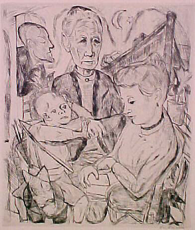 Family Scene (The Artist's Family), from the portfolio ¦Faces¦, Max Beckmann (German, Leipzig 1884–1950 New York), Drypoint 