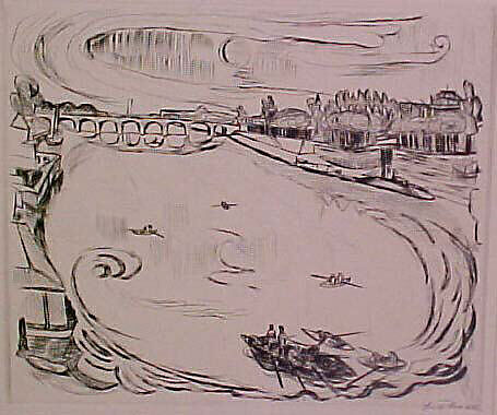 The River Main, from the portfolio ¦Faces¦, Max Beckmann (German, Leipzig 1884–1950 New York), Drypoint 