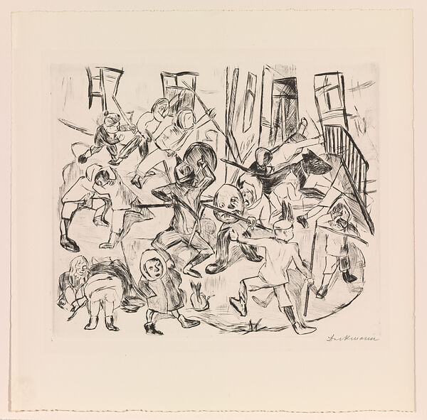 Playing Children, from the portfolio ¦Faces¦, Max Beckmann (German, Leipzig 1884–1950 New York), Drypoint 