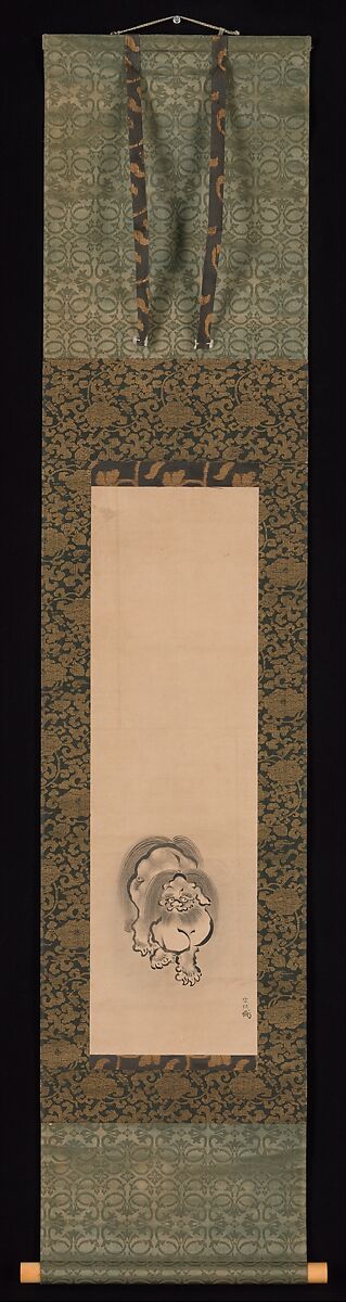 Chinese Lion, Yokoya Sōmin (Japanese, 1669–1733), Hanging scroll; ink on paper, Japan