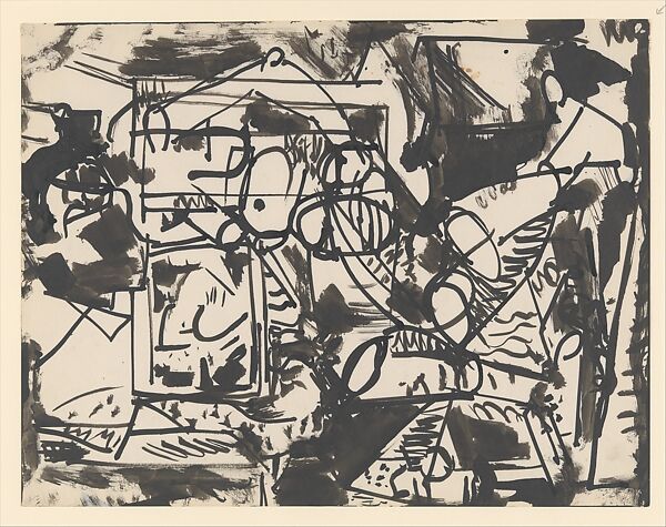 Untitled, Hans Hofmann (American (born Germany), Wessenburg 1880–1966 New York), Brush and black ink on paper 